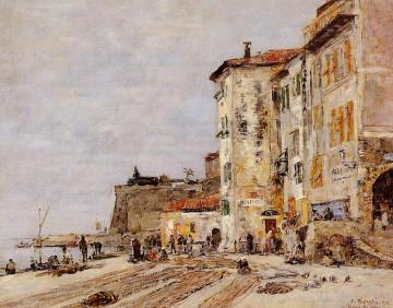 Quay at Villefranche Artwork by Eugène-Louis Boudin