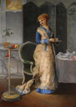 Woman in an Interior Artwork by Gustave-Leonard de Jonghe