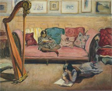 Interior With Harp Artwork by Henri Lebasque