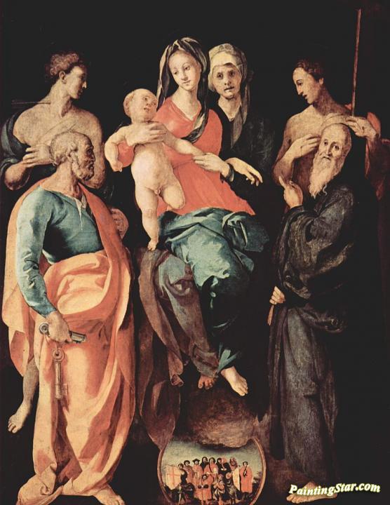 Annan Altar: Madonna with Anne and Saints Sebastian,Peter, Filippus and Benedict Artwork by Jacopo Pontormo