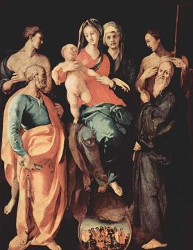 Annan Altar:  Madonna with Anne and Saints Sebastian,Peter, Filippus and Benedict Artwork by Jacopo Pontormo