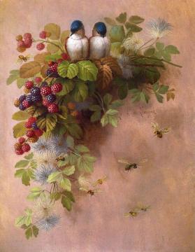 Birds, Bees and Berries Artwork by Paul De Longpre