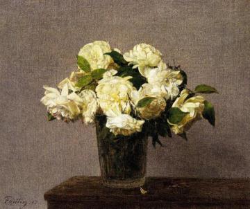 White Roses in a Vase Artwork by Henri Fantin-Latour