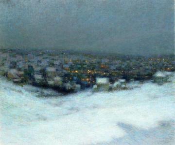 Snow in the Moonlight Artwork by Henri Le Sidaner