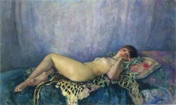 Nude On A Leopard Skin Artwork by Henri Lebasque