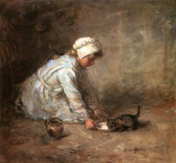 The Kitten's Milk Artwork by Robert Gemmell Hutchison