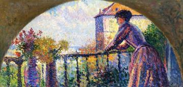 Paris, Rue Cortot, Madame Luce on the Balcony Artwork by Maximilien Luce