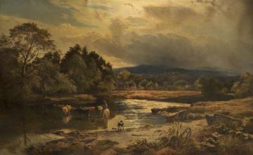 Cattle Fording the River Brathay Artwork by Sidney Richard Percy