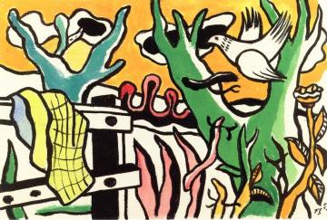 Bird in a Landscape Artwork by Fernand Léger
