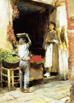 Venetian Fruit Shop Artwork by Theodore Robinson