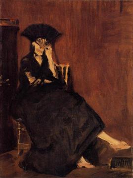 Berthe Morisot with a Fan Artwork by Edouard Manet