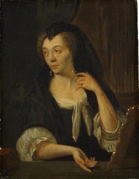 Portrait of Anna de Hooghe, the painter's fourth wife Artwork by Ludolf Bakhuizen