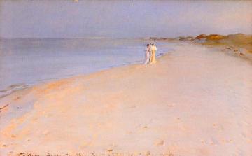 Summer Evening on the Beach Artwork by Peder Severin Kroyer