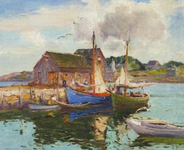 Harbor Reflection Rockport, Massachusetts Artwork by Mathias J. Alten