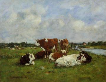 Pasturage on the Banks of the Touques Artwork by Eugène-Louis Boudin