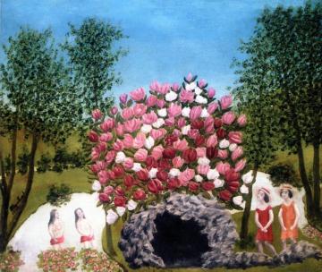 Figures Looking At Flowers Artwork by André Bauchant