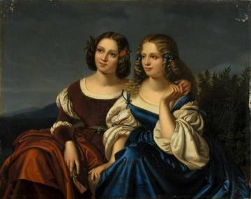 Two Young Ladies In A Landscape Artwork by Carl Begas