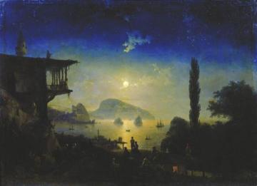 Moonlit Night on the Crimea, Gurzuf Artwork by Ivan Constantinovich Aivazovsky