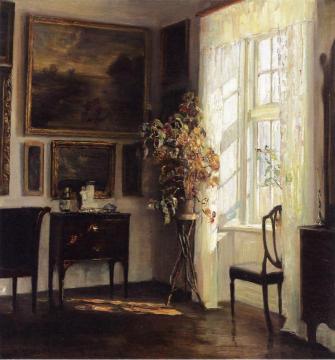 A Sunlit Interior Artwork by Carl Vilhelm Holsoe