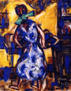 Girl with Green Bow Artwork by Christian Rohlfs