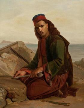 A Greek Soldier Hones his Dagger Artwork by Niels Simonsen