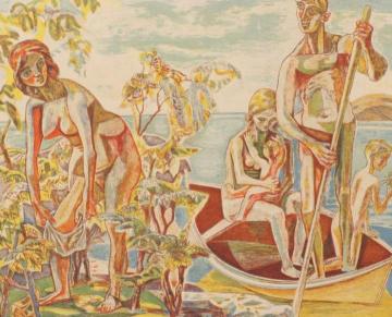 Family In A Boat Artwork by Aage Storstein