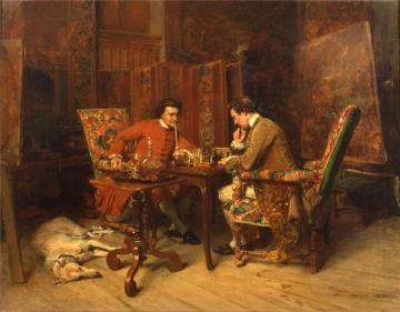 Chess Players Artwork by Jean Louis Ernest Meissonier