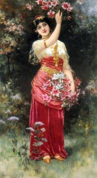 An Oriental Flower Girl Artwork by Emile Eisman-Semenowsky