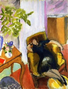 Young Girl In Black, In Yellow Armchair Artwork by Henri Matisse