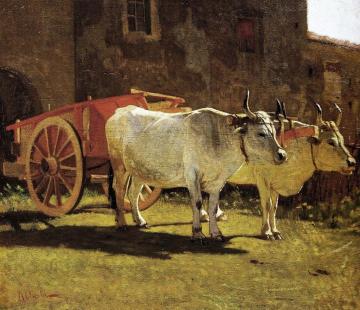 Oxen and Cart Artwork by Giuseppe Abbati