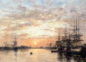 Le Havre, Bassin de L'Eure Artwork by Eugène-Louis Boudin