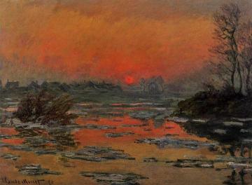 Sunset on the Seine in Winter Artwork by Claude Oscar Monet