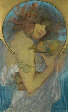 A Study of a Girl Artwork by Alfons Maria Mucha