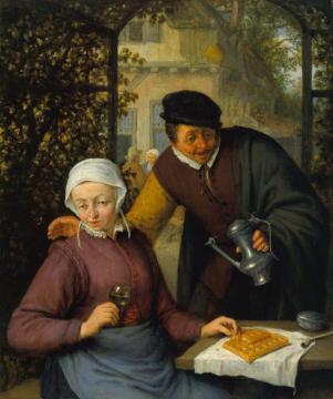 An Elderly Couple In An Arbour Artwork by Adriaen van Ostade
