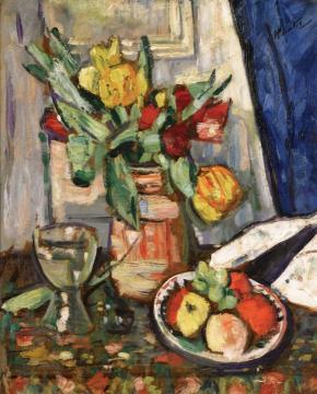 Still LIfe with Tulips and Fruit Artwork by George Leslie Hunter