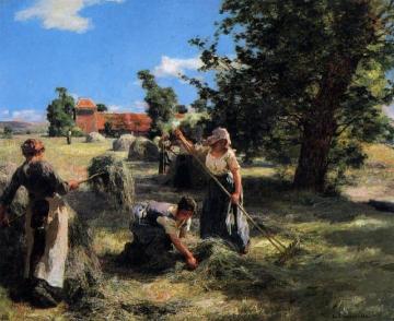 Harvest at the Farm on Rue Chaily Artwork by Leon Augustin Lhermitte