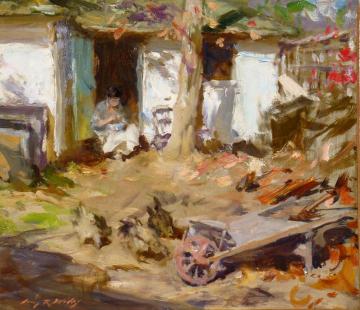 Backdoor of the Studio Artwork by Irving R. Wiles
