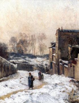 Montmartre, Rue Cortot, Snow Effect Artwork by Stanislas Lepine