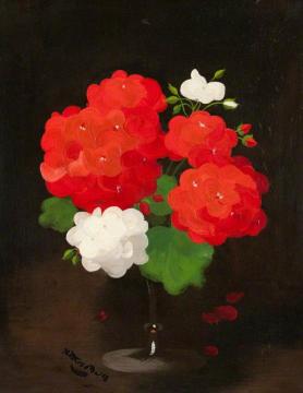 Flower Study, Red And White Geraniums Artwork by James Stuart Park
