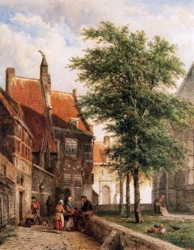 View behind the Grote Kerk in Naarden Artwork by Cornelius Springer