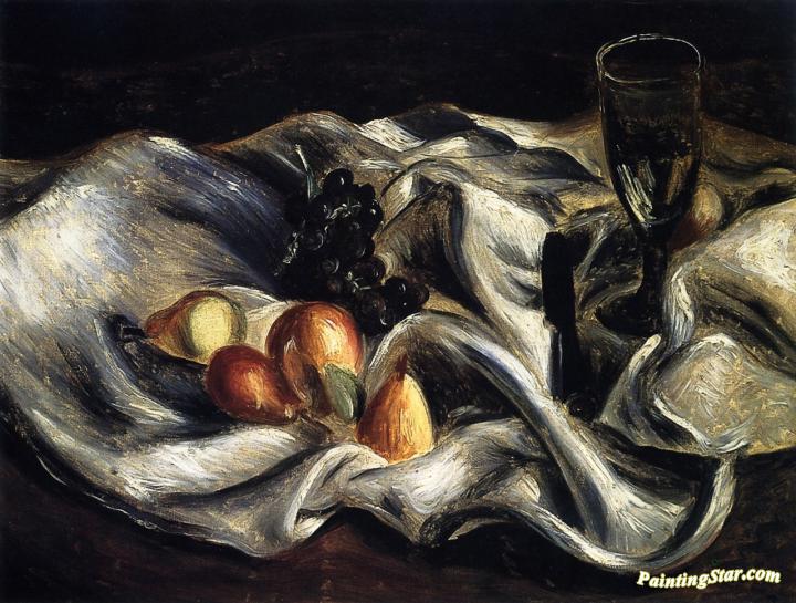 Fruit and Glass on a Tablecloth Artwork by Andre Derain
