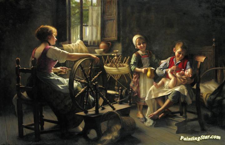 Family In An Interior Artwork by Giovanni Battista Torriglia