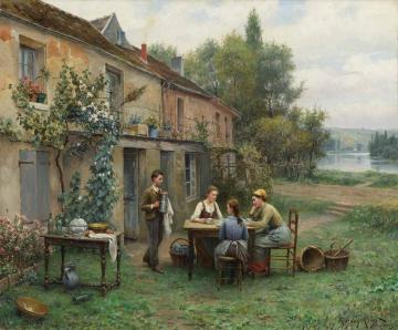 Coffee in the Garden Artwork by Daniel Ridgway Knight