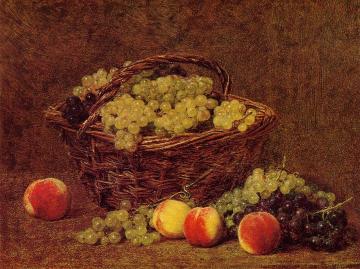 Basket of White Grapes and Peaches Artwork by Henri Fantin-Latour