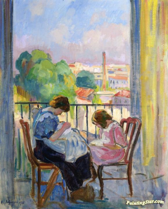 Girl Sewing at the Window Artwork by Henri Lebasque
