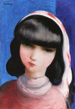 Portrait of a Young Brunette Artwork by Moise Kisling