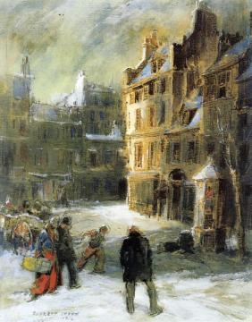 Winter Street Scene Artwork by Everett Shinn
