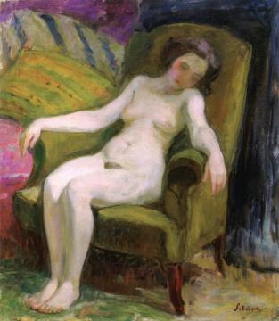Nude on an Armchair Artwork by Henri Lebasque