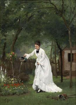 Madame Gilbert in the Garden Artwork by Victor Gabriel Gilbert