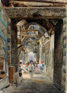 Bazaar In Damascus Artwork by Gustav Bauernfeind